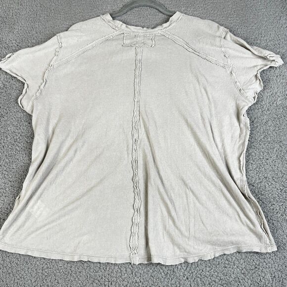 Free People We The Free Tee Womens Small Oatmeal Oversized Flax Linen Boyfriend - Picture 7 of 12
